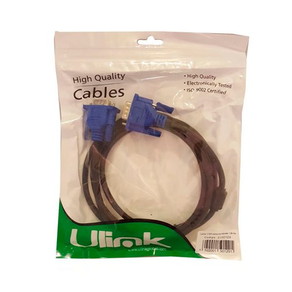Cable VGA macho macho delgado conector azul para monitores 03