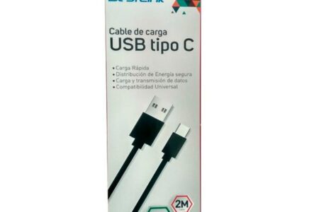Cable de carga USB tipo C carga rapida de 24amp 2 mts negro BL CH0600B 03