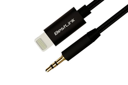 Cable de audio lightning a 3,5mm reforzado puntas doradas 1 metro / Mod. BL-CBA030AL