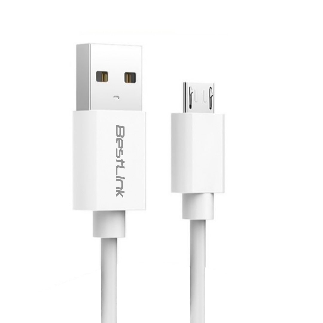 Cable Micro USB de Carga Rápida 2.4A y Sincronización de Datos, 1 Metro, PVC Reforzado, Blanco – Modelo BL-CH0400W