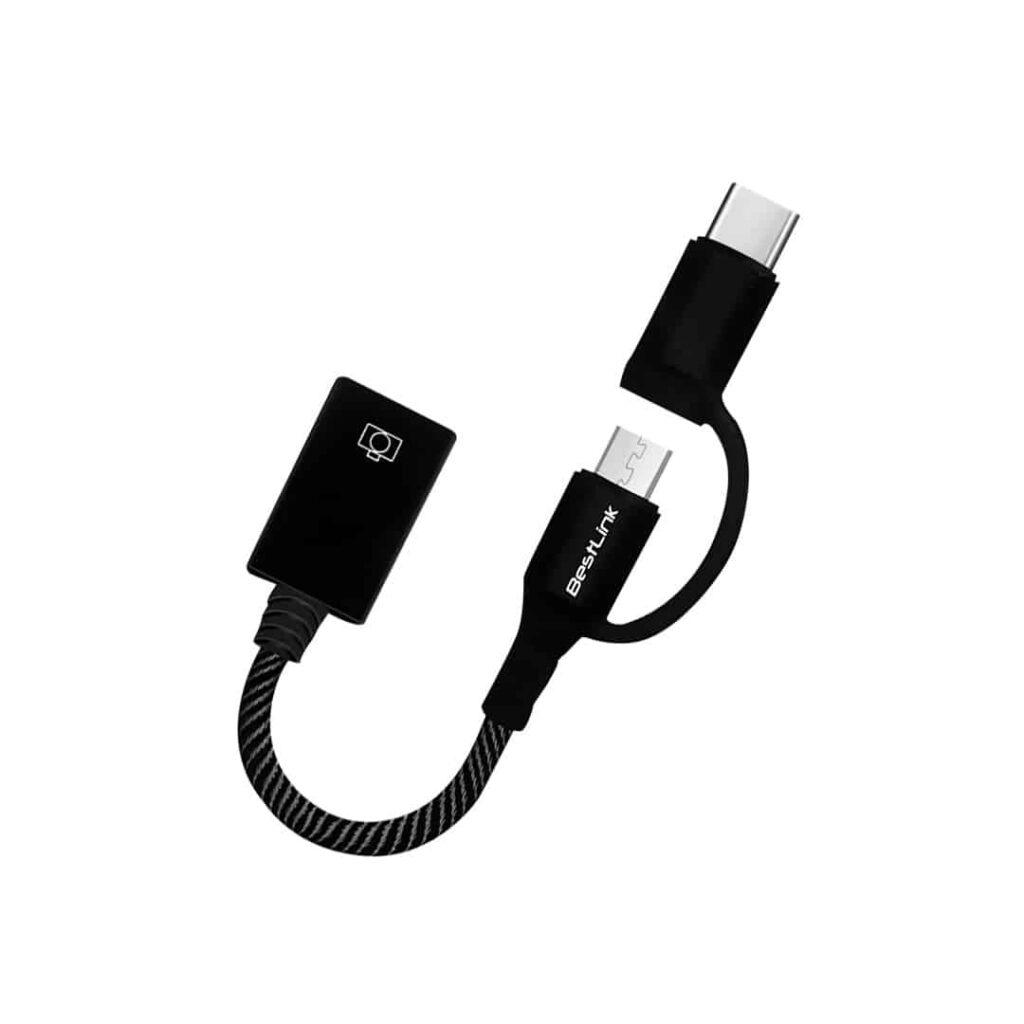 Cable OTG 2 en 1, microUSB + USBC a USB Hembra / mod. BL-ADOTG20