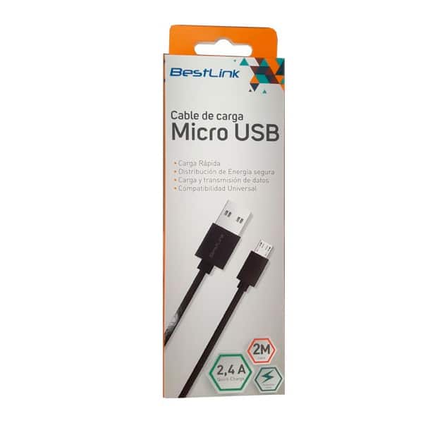 Cable Cargador 24Amp Micro Usb Negro 2 Metros Mod Bl Ch20400 02