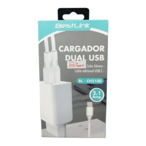 Cargador Dual USB 2.1 amp color blanco BESTLINK mod BL CH2100 04