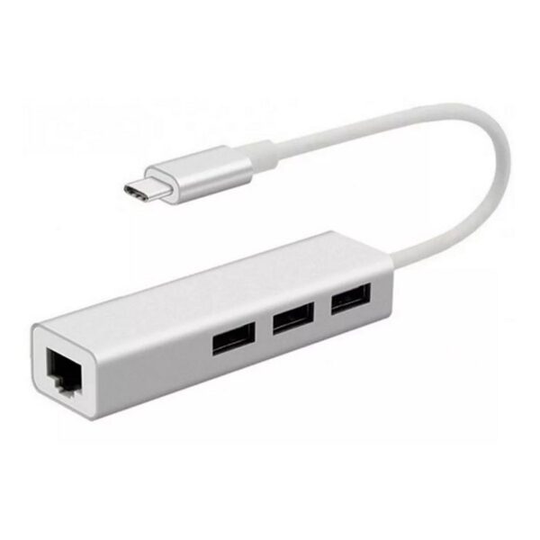 Adaptador USB C A Ethernet con 3 puertos USB, Hub tipo C con multipuerto de red Ethernet RJ45