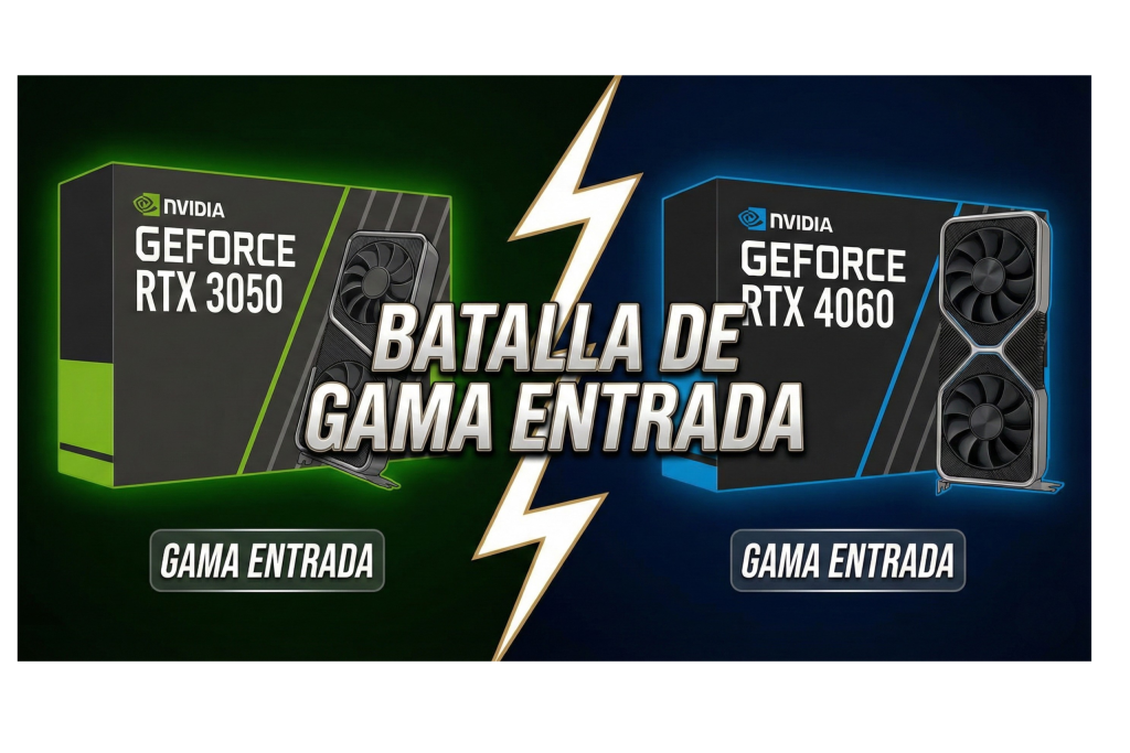Comparativa visual entre tarjeta de video RTX 3050 y RTX 4060