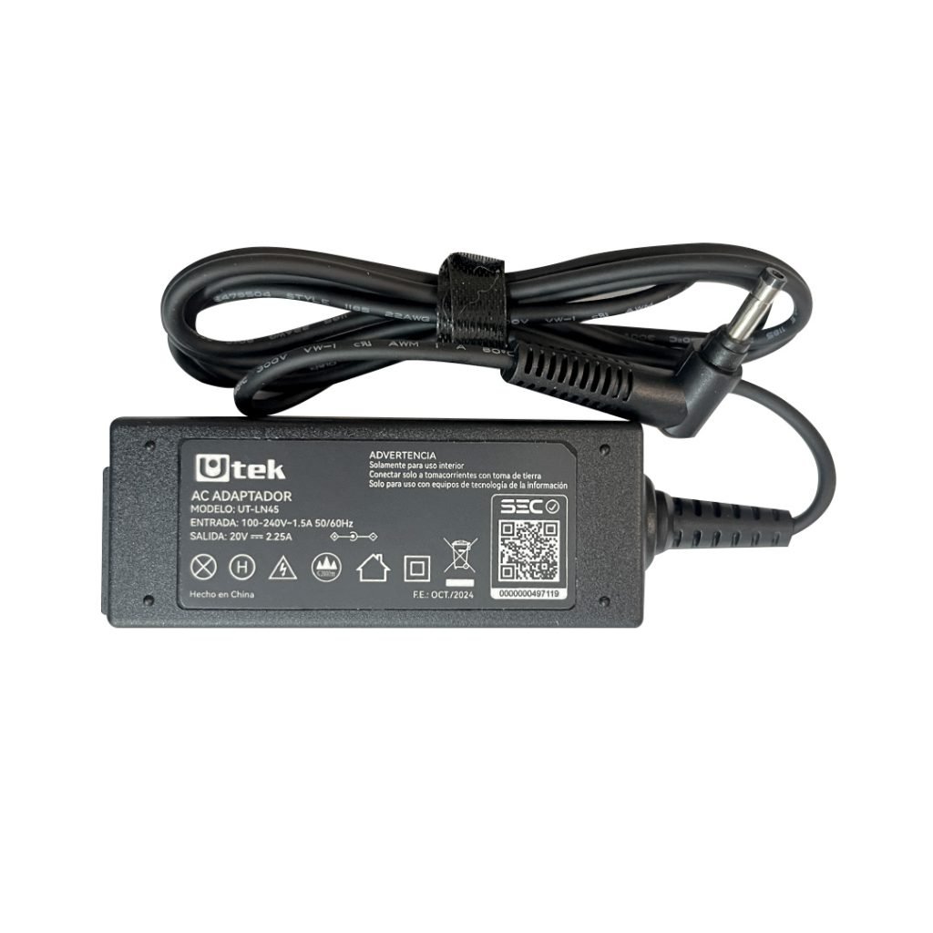 Cargador Notebook UTEK 20V 225A (4500W) Pin 40x17mm - Original Cargador Notebook UTEK 20V 225A (4500W) Pin 40x17mm - Original