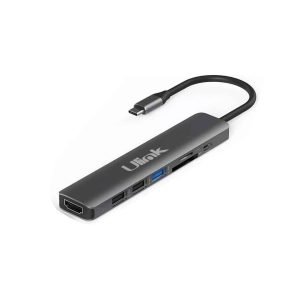 Hub Multipuerto USB-C 7 en 1 Ulink UL-ADC701HRD | HDMI 4K | Lector SD/MicroSD | USB 3.0 | USB 2.0 | Carga PD 100W | Aluminio
