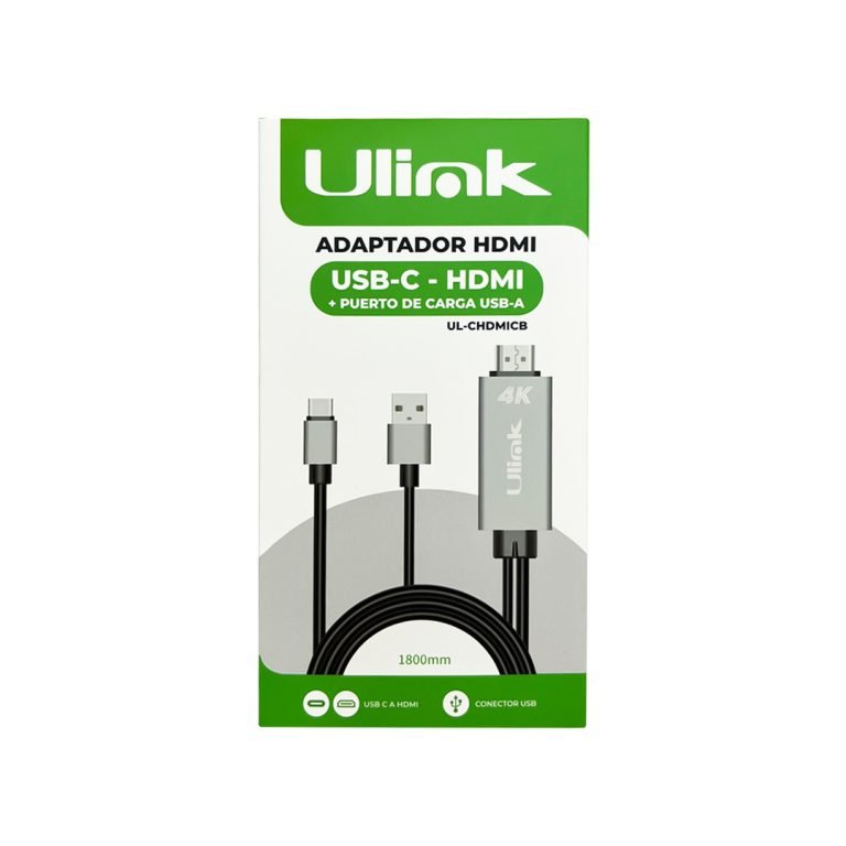 Adaptador USB tipo C a HDMI 4k de 1,8 M con cable USB de carga Mod. UL-CHDMICB Adaptador USB tipo C a HDMI 4k de 1,8 M con cable USB de carga Mod. UL-CHDMICB