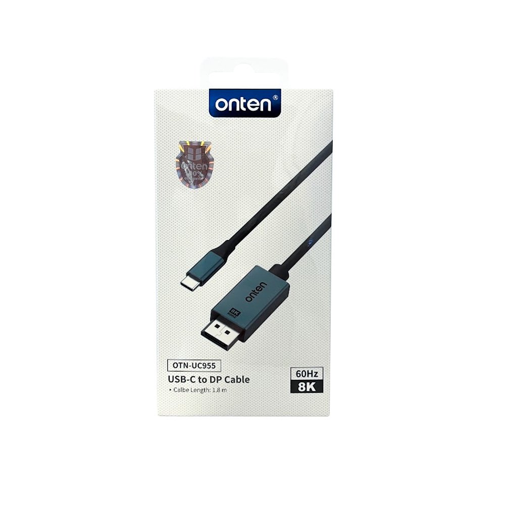 Cable USB-C a DisplayPort Onten 1.8m | 8K@60Hz / 4K@120Hz | Compatible DP Alt Mode & Thunderbolt 3/4 Cable USB-C a DisplayPort Onten 1.8m