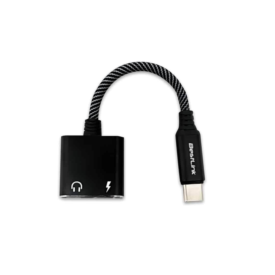 Adaptador USB C a USB C + Audio 3.5mm Bestlink BL-AD260A | Carga Rápida y Auriculares Simultáneos | 120mm Adaptador USB C a USB C + Audio 3.5mm Bestlink BL-AD260A