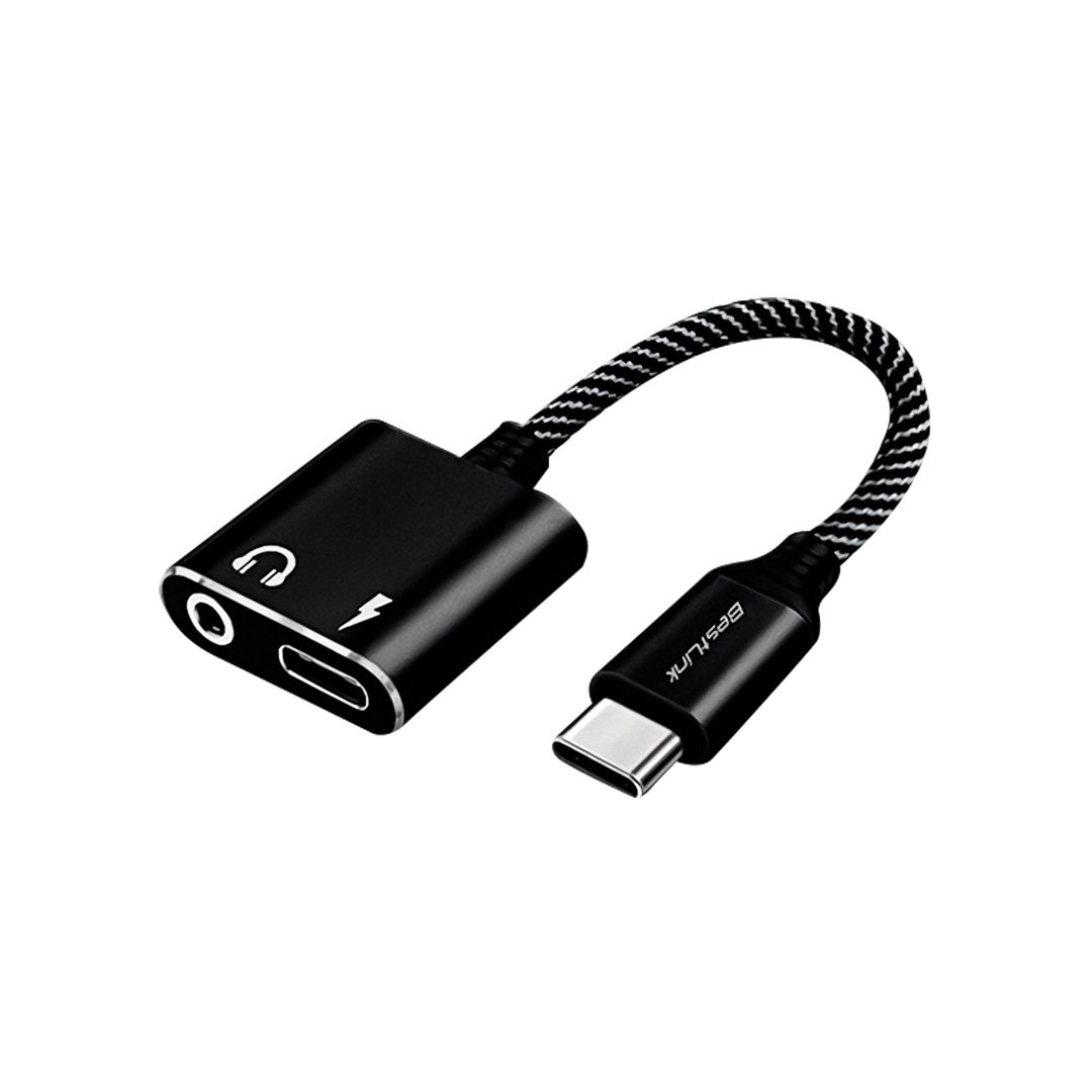 Adaptador USB C a USB C + Audio 3.5mm Bestlink BL-AD260A | Carga Rápida y Auriculares Simultáneos | 120mm