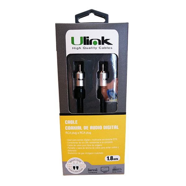 Cable de Audio Coaxial Digital Ulink UL-PROADCX | RCA a RCA | 1.8 Metros | Alta Fidelidad | Home Theater Cable de Audio Coaxial Digital Ulink UL-PROADCX