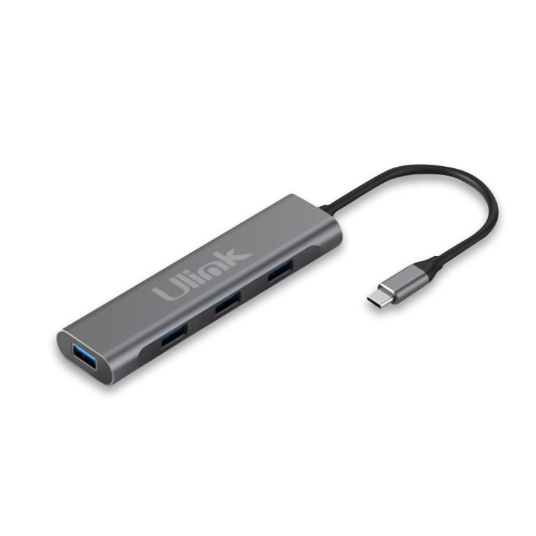 Hub USB Ulink 4 Puertos Tipo C UL-HUBC401 BW | 4 Puertos USB 3.0 | Negro y Blanco