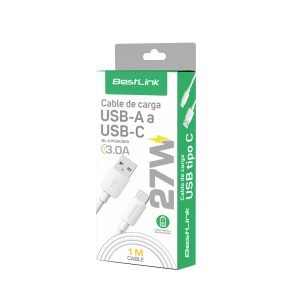 Cable USB-A a USB-C 3A Carga Rápida 1 Metro