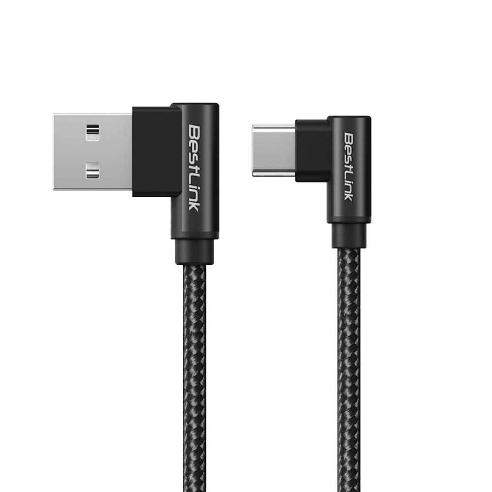 Cable USB-C en L Gamer 3A Trenzado 1M Carga Rápida | Bestlink | 1 Metro | Trenzado | 3A Cable USB-C en L Gamer 3A Trenzado 1M Carga Rápida