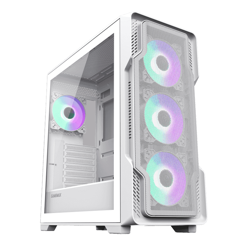 Gabinete Gamemax Siege White | 4 Ventiladores ARGB | Panel Lateral Vidrio Templado