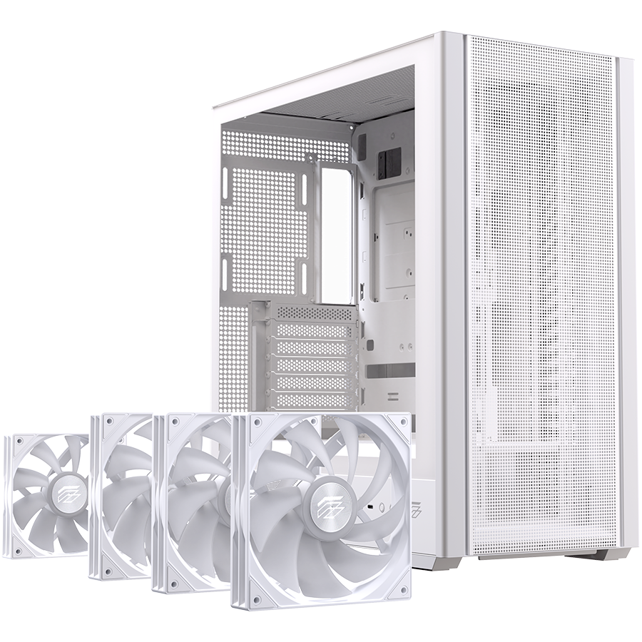 Gabinete EINAREX PULSE P800X | 4 Ventiladores RGB | Versión White