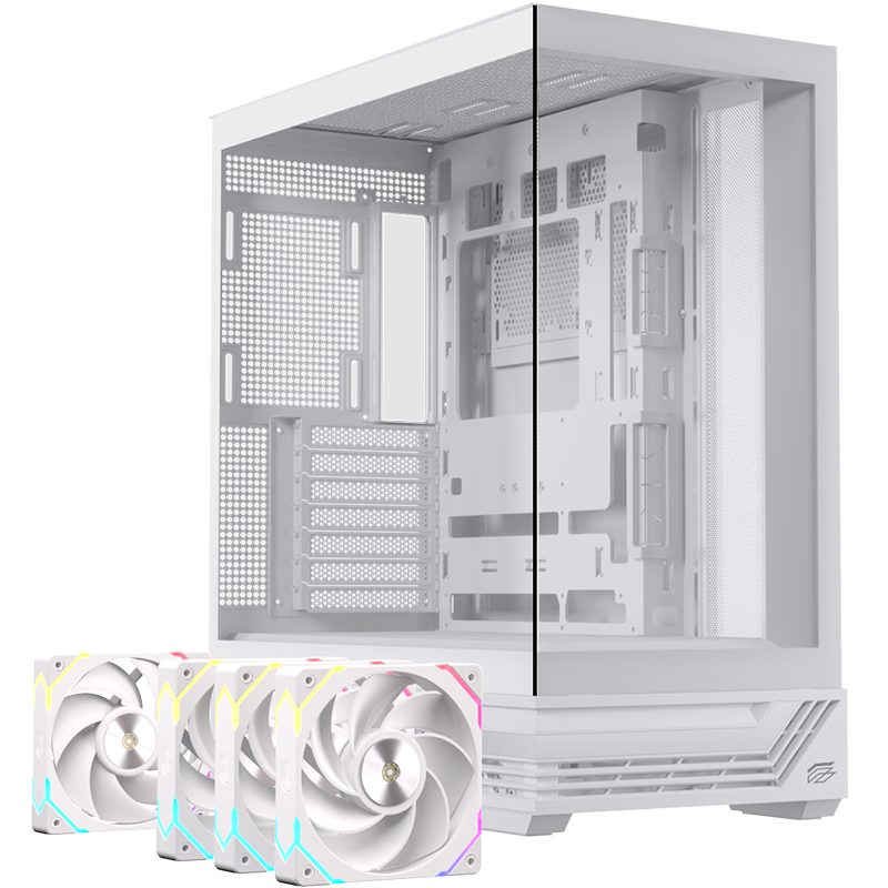 Gabinete Einarex Prisma S800 | 4 Ventiladores RGB Blanco | ATX Mid Tower