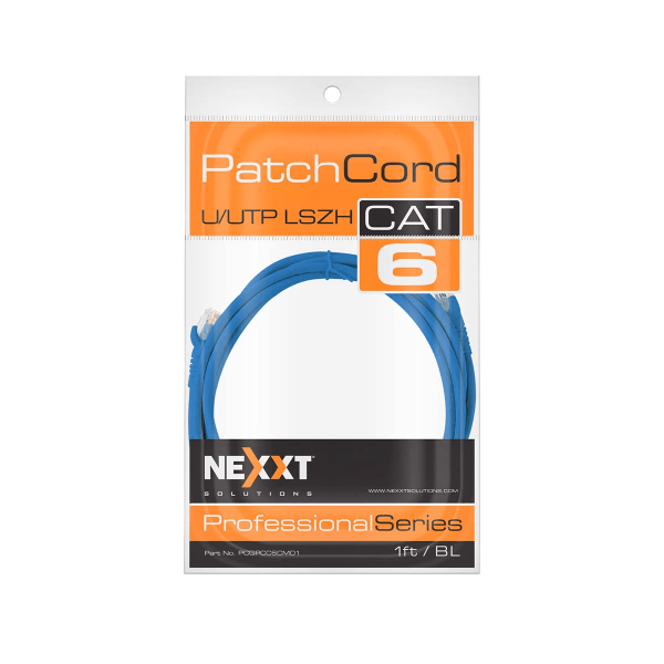 Cable de Red Patch Cord Cat 6 UTP 30 Centímetros Azul