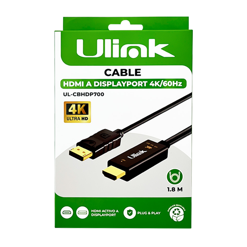 Cable HDMI a DisplayPort Genérico UL-CBHDP700 1.8m Cable HDMI a DisplayPort Genérico UL-CBHDP700 1.8m